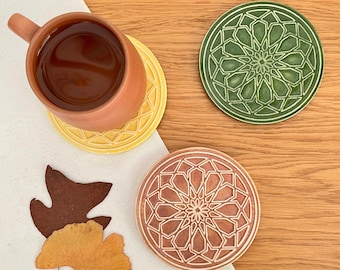 Colorful Palette Round Ceramic Coasters | Perfect for Fall Table Decor | Housewarming Gift