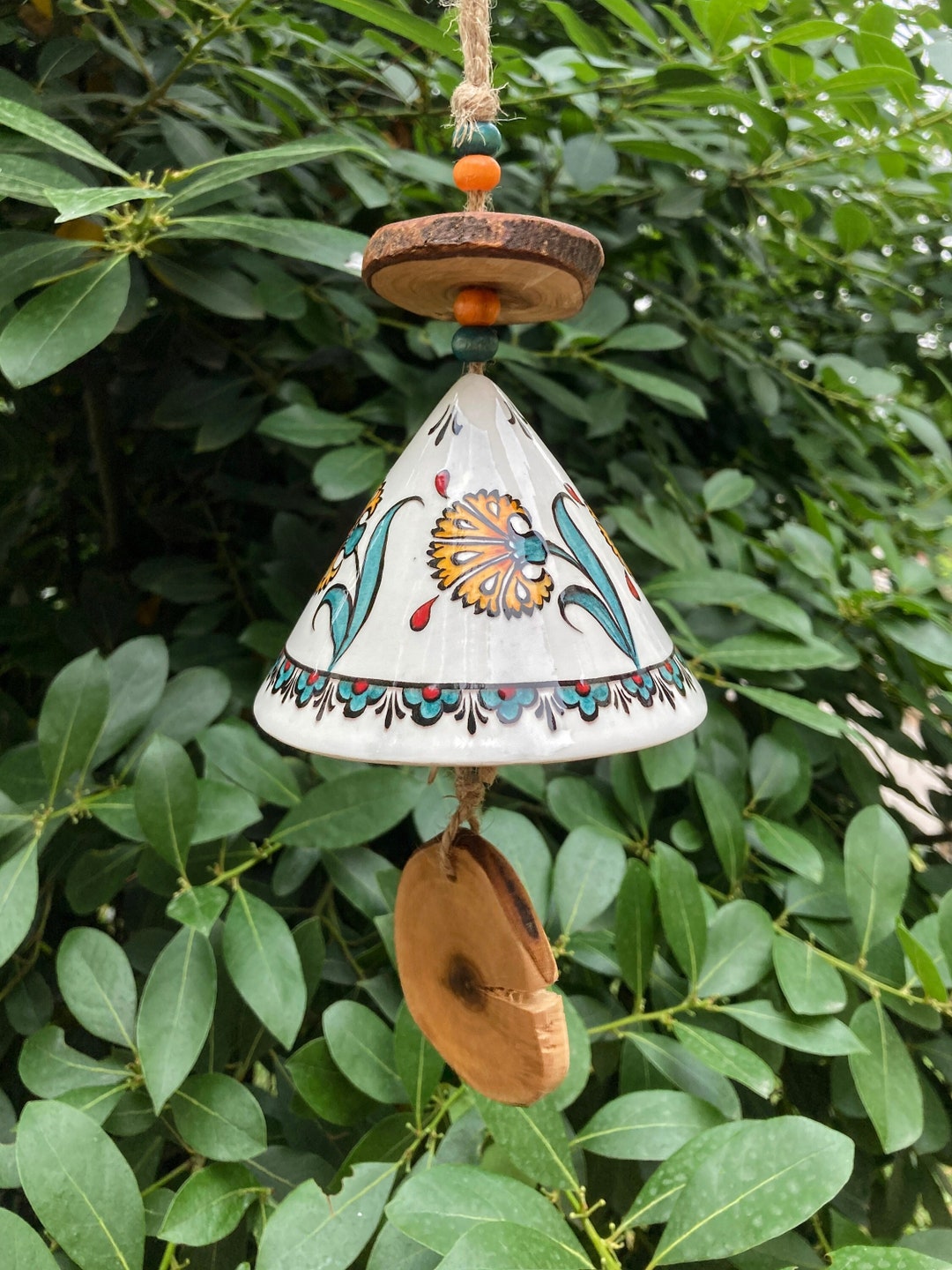 Handcrafted Ceramic Wind Chime | Carnation Tile Pottery Bells