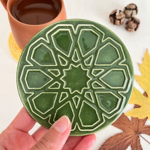 Autumn Ceramic Coasters in Moroccan Style for Fall Table Decor | Unique Thanksgiving Gift