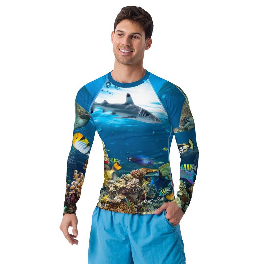 Requin Rash Guard Mens Shark Reef Athletic Fit Premium Rash Guard Upf 50+ - Etsy