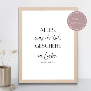 Affiche chrétienne / Quoi que vous fassiez, faites-le avec amour / 1 Corinthiens 16:14 / Devise annuelle 2024