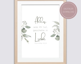 Christian Poster - Yearly Motto 2024 - Whatever you do, do it in love - 1 Corinthians 16:14