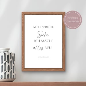 Kristen affisch / Gud talar: "Se, jag gör allting nytt" / Uppenbarelseboken 21:5 / Motto för 2026