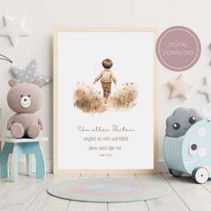 Poster Kinderzimmer - Junge - Von allen Seiten umgibst du mich und hältst deine Hand über mir - Psalm 139,5