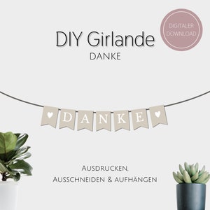 Thank you garland / pennant chain to print / wedding decoration / wedding / pennant