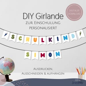 Schoolchild garland personalized / template for printing / school enrollment