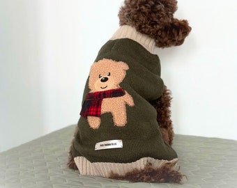 Hondentrui teddybeer: donkergroene trui voor kleine rassen