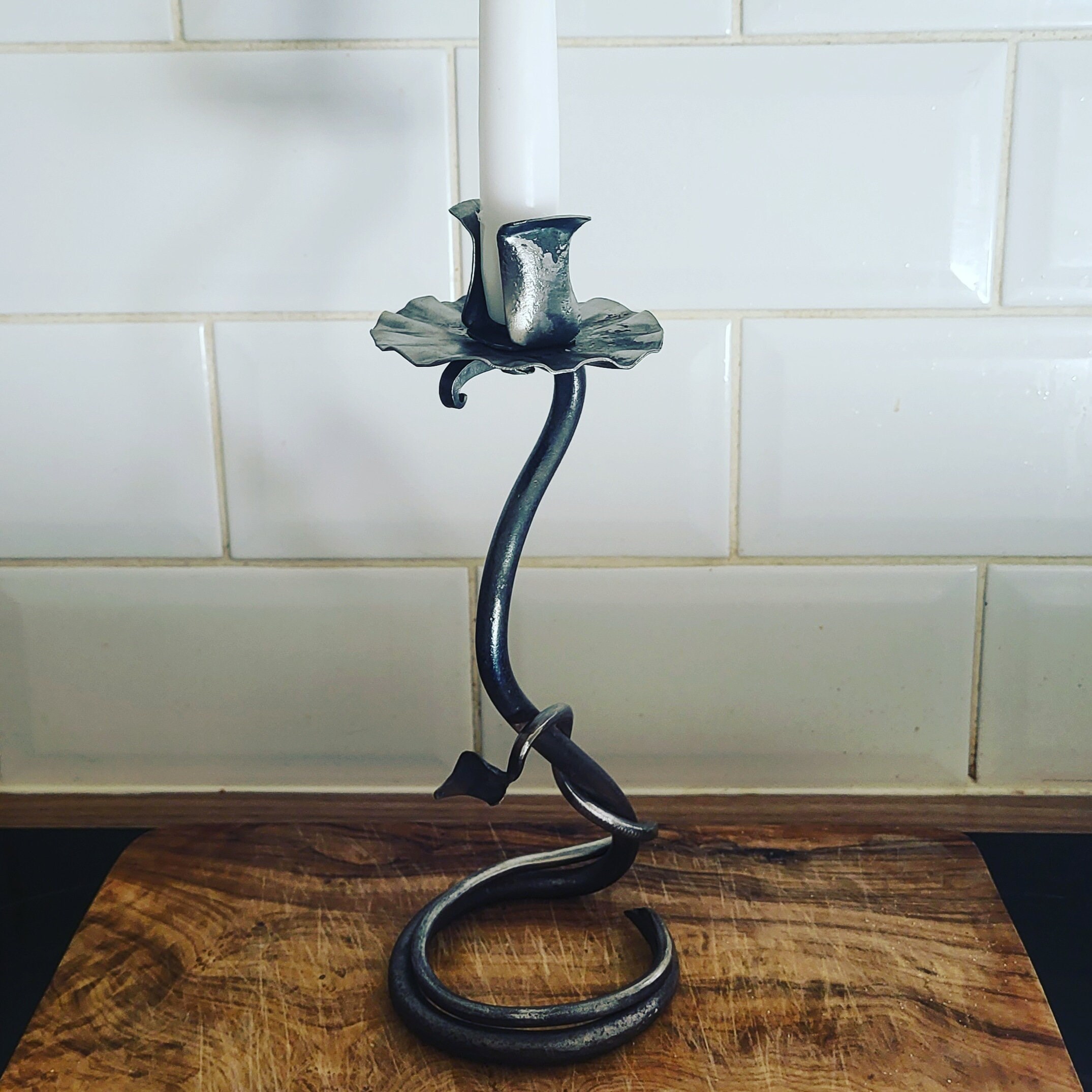 Zeckos Set of 3 Mid-Century Modern Style Black Cast Iron Metal Taper Candle Holders MCM Décor