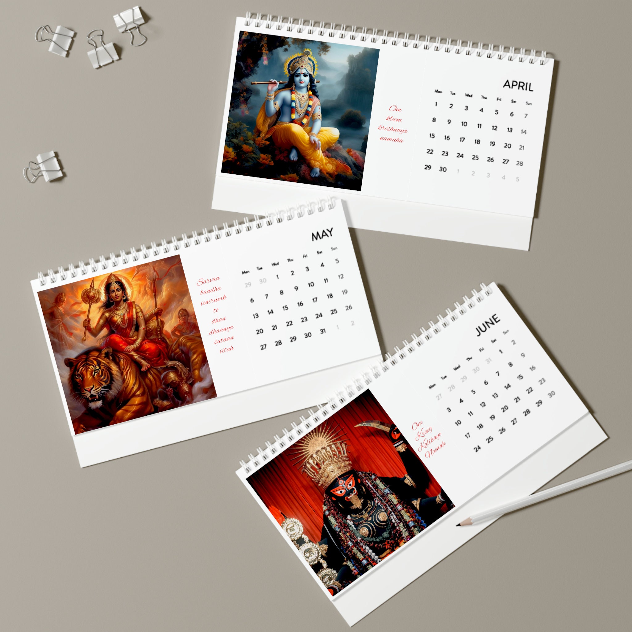 2024 Monthly Hinduism Calendar, Indian God and Godess Calendar, Hindu
