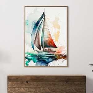 Sloop Sailboat watercolor original print | Digital Download