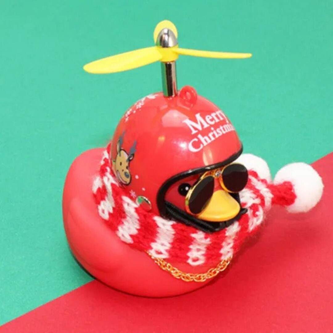 Rubber Duck for Car Cute Red Rubber Duck With Helmet Etsy