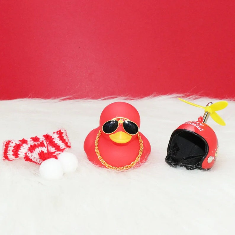 Rubber Duck for Car Cute Red Rubber Duck With Helmet Etsy