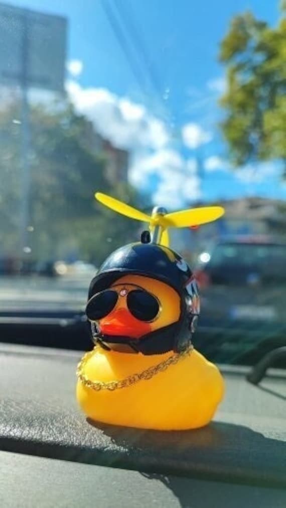 Rubber Duck for Car Cute Yellow Rubber Duck With Helmet Funny Yellow Duck  Car Decoration Car Accessories Cute Car Accessory 