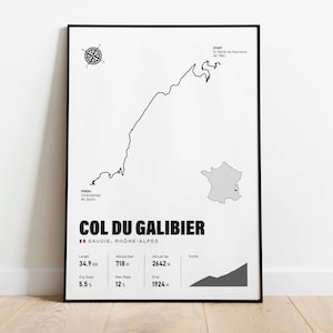 Col du Galibier Cycling Poster | Iconic Climb Wall Art | Tour de France Print | Cycling Gift | Living Room Decor | Digital Download