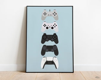 Gaming Controller Wall Art - Video Game Controllers - Retro Gaming Art - Game Room Decor Gift - Gamers Poster - Digital Download