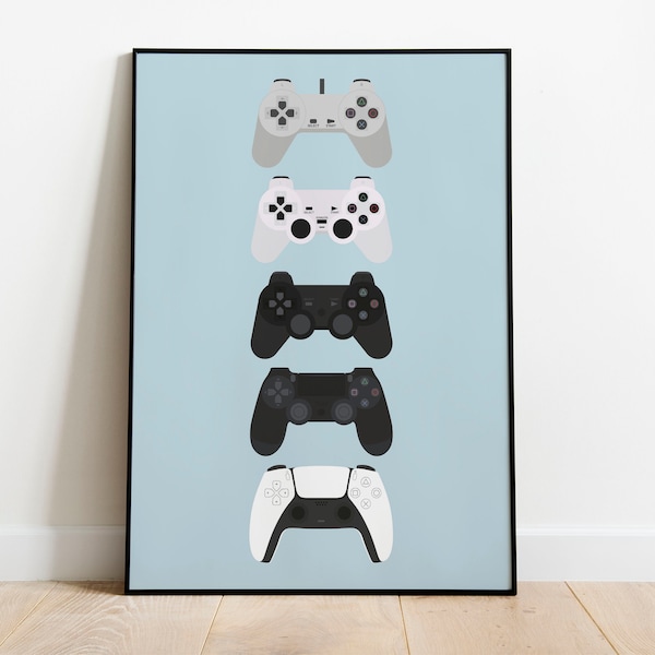 Gaming Controller Wall Art - Video Game Controllers - Retro Gaming Art - Game Room Decor Gift - Gamers Poster - Digital Download