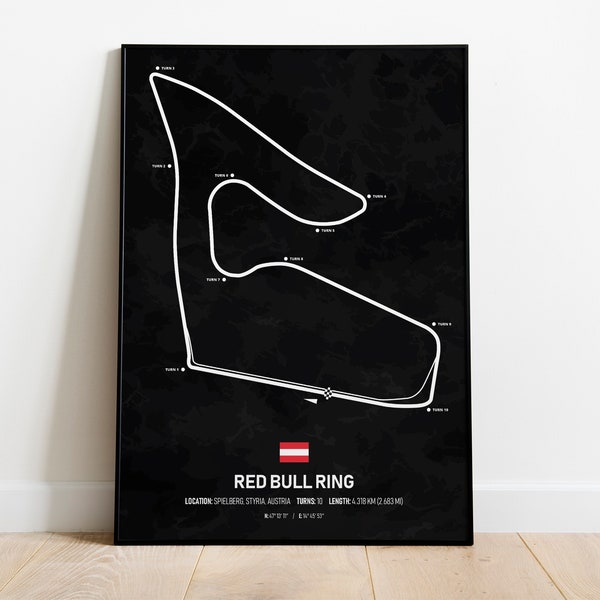 Affiche du circuit F1 Red Bull Ring - Spielberg, Autriche - Affiche du Grand Prix F1 - Affiche de Formule 1 - Cadeau d'art mural F1 - Téléchargement numérique