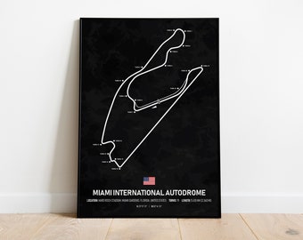 Póster del Circuito de F1 del Autódromo Internacional de Miami - Miami, Estados Unidos, EE. UU. - Póster del Gran Premio de F1 - Póster de Fórmula 1 - Descarga digital
