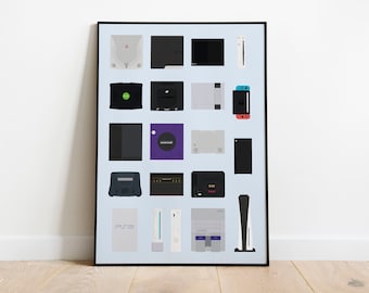 Gaming Console Poster - Video Game Consoles - Game Room Decor Gift - Wall Art Print - Digital Download
