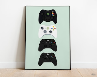Gaming Controllers - Video Game Controller - Retro Gaming Art - Game Room Decor Gift - Gamers Wall Poster - Digital Download