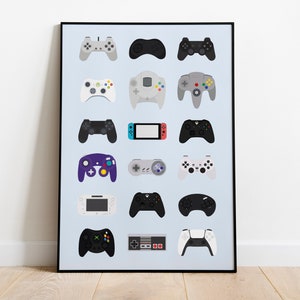 Gaming Controller Poster - Video Game Controllers - Game Room Decor Gift - Wall Art Print - Digital Download