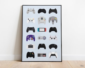 Gaming Controller Poster - Video Game Controllers - Game Room Decor Gift - Wall Art Print - Digital Download
