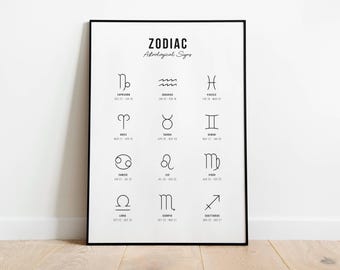 Zodiac Guide Astrological Art: Digital Poster Download - Astrology Wall Decor - Unique Zodiac Astrological Gift Idea - Art - 2 Versions