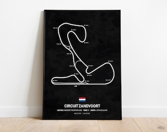 Affiche du circuit F1 Zandvoort - Zandvoort, Pays-Bas - Affiche du Grand Prix F1 - Affiche de Formule 1 - Cadeau d'art mural F1 - Téléchargement numérique