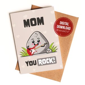 Carte de fête des mères - Mom You Rock - Cadeau de maman rock & roll drôle - Idéal pour la fête des mères ou l'anniversaire de maman - Téléchargement numérique