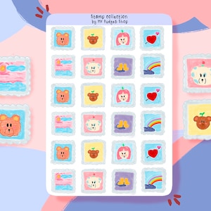 Feuille d'autocollants pour timbres kawaii – Stickers ours mignons et autocollants sur le thème de la météo pour agendas