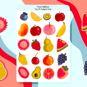 Feuille d'autocollants d'art culinaire fruité – Stickers lumineux représentant des fruits et des collations pour des agendas et des journaux