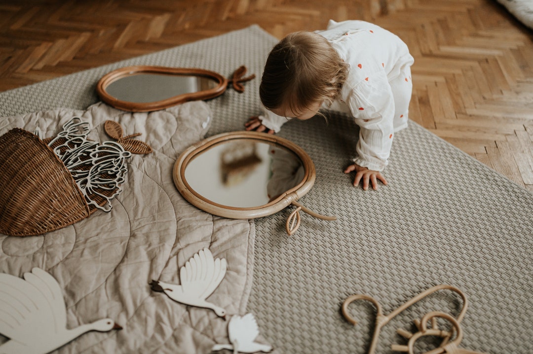 Apple Shaped Mirror Ratan Mirror Kids Room Decoration Etsy