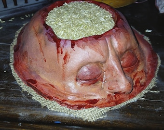 Sliced Head Trinket Bowl - Horror SFX Prop, Realistic Halloween Decor, Cannibal