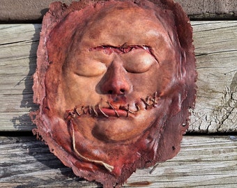 Skinned Face Wall Decor - "Roxy" - Horror SFX Prop, Halloween, Ed Gein, Cannibal