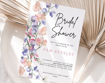 Boho Floral Bridal Shower Invitation Wildflower Bridal Invitation Bridal Shower Invitation Digital Invite Flower Invitation
