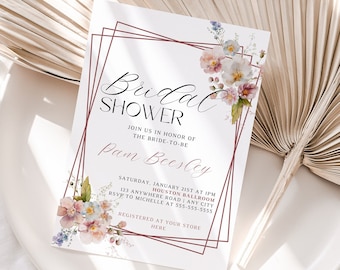 Boho Floral Bridal Shower Invitation Wildflower Bridal Invitation Bridal Shower Invitation Digital Invite Flower Invitation