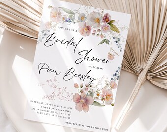 Boho Floral Bridal Shower Invitation Wildflower Bridal Invitation Bridal Shower Invitation Digital Invite Bohemian Invitation