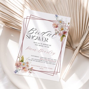 Boho Floral Bridal Shower Invitation Wildflower Bridal Invitation Bridal Shower Invitation Digital Invite Flower Invitation