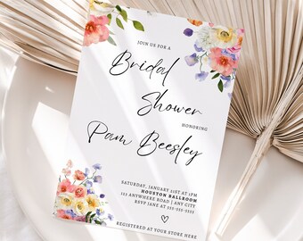 Boho Floral Bridal Shower Invitation Wildflower Bridal Invitation Bridal Shower Invitation Digital Invite Flower Invitation