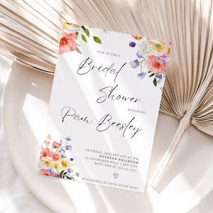Boho Floral Bridal Shower Invitation Wildflower Bridal Invitation Bridal Shower Invitation Digital Invite Flower Invitation