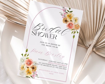 Boho Floral Bridal Shower Invitation Wildflower Bridal Invitation Bridal Shower Invitation Digital Invite Flower Invitation