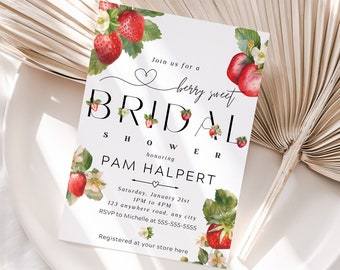 Berry Bridal Shower Invitation Berry Flower Bridal Invitation Bridal Shower Invitation Digital Invite Invitation