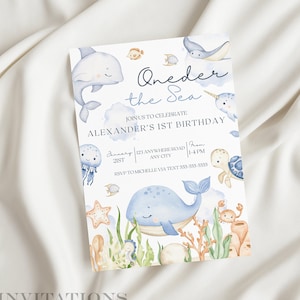 Editable Oneder Under the Sea Birthday Invitation Ocean Animals Birthday Sea Birthday Instant Download Editable OTS1