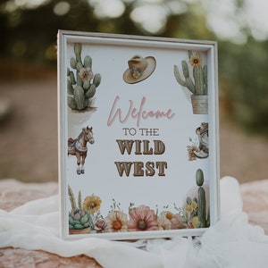 Welcome To The Wild West Sign Rodeo Wild West Cowgirl Birthday Shower Instant Download WWG1