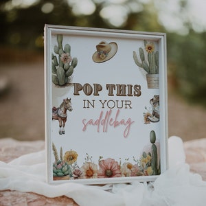 Pop This In Your Saddlebag Sign Rodeo Wild West Cowgirl Birthday Shower Instant Download WWG1