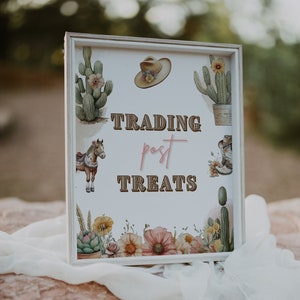 Trading Post Treats Sign Rodeo Wild West Cowgirl Birthday Shower Instant Download WWG1