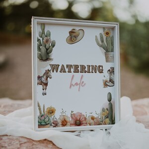 Watering Hole Sign Rodeo Wild West Cowgirl Birthday Shower Instant Download WWG1