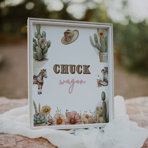 Chuck Wagon Sign Rodeo Wild West Cowgirl Birthday Shower Instant Download WWG1