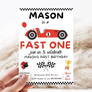 Editable Fast One Race Car 1st Birthday Invitation Race Car 1st Birthday Party 1st Birthday Invite Instant Download