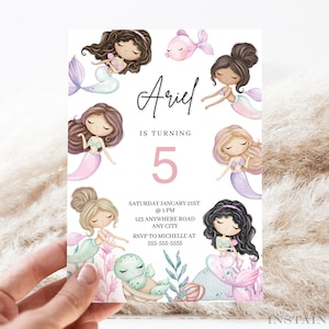 Mermaid Birthday Invitation The Little Mermaid Birthday Invite Girl Minimal Birthday Party Ariel Mermaid Birthday Under The Sea Birthday